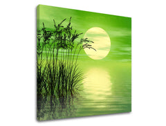 Индустриска слика на платно со мотив небо, пејзаж, природа во сино-сребрено нијанси, мирна атмосфера, природа и минимализам, погоден за канцеларија – главна