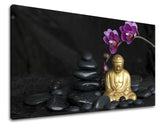 Класична слика на платно со мотив FENG SHUI во виолетово-златно нијанси, мирна атмосфера, внатрешен мир, погоден за дневна соба | Слика за ѕид FENG SHUI – главна