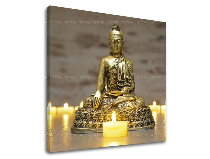 Индустриска слика на платно со мотив FENG SHUI, пејзаж, природа во сино-сребрено нијанси, мирна атмосфера, внатрешен мир и vnútorný mier – главна