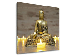 Индустриска слика на платно со мотив FENG SHUI, пејзаж, природа во сино-сребрено нијанси, мирна атмосфера, внатрешен мир и vnútorný mier – главна