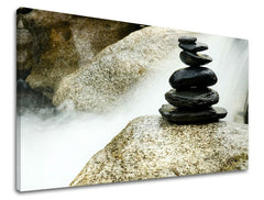 Класична слика со мотив FENG SHUI, водопад, магла во бело-сиво нијанси | Слика за ѕид FENG SHUI, внатрешен мир и природа – преглед