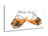 Индустриска слика на платно со мотив пејзаж во бело-црно нијанси, весела атмосфера, прослава | Слика за ѕид s textom Drink whiskey – производ