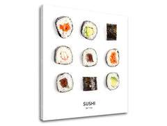 Индустриска слика на платно со мотив SUSHI, природа во бело-црно нијанси, погоден за кујна | Слика за ѕид SUSHI_067-12 – производ