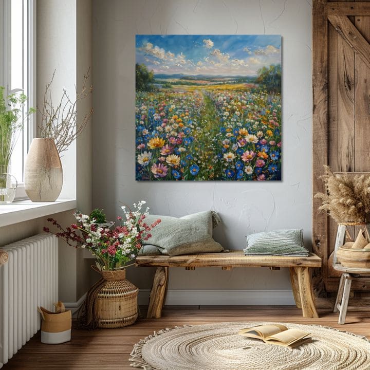 Пејзажно сликарство на платно Летна ливада