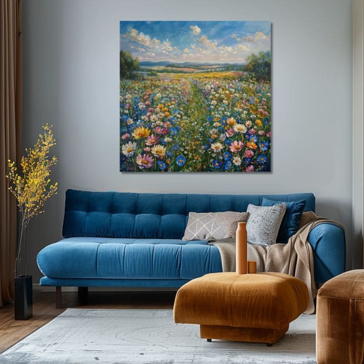 Пејзажно сликарство на платно Летна ливада