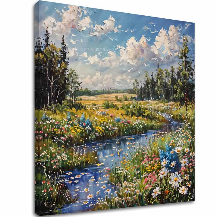 Пејзажно сликарство на платно Тек во природа