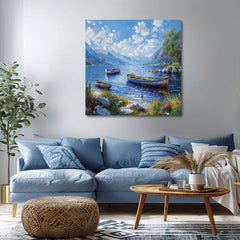 Пејзажно сликарство на платно Мирно езеро