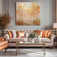 Структурно сликарство Златна соба над водата - ПРЕМИУМ АРТ