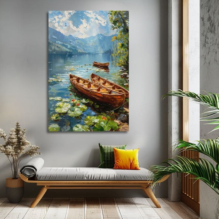 Пејзаж на платно слика Романса во двојка | Акрилни детали