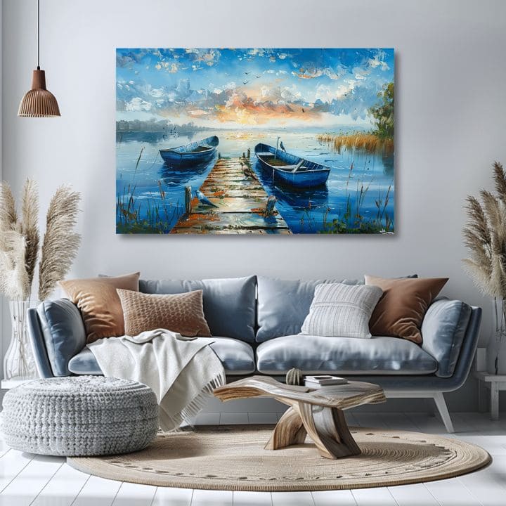 Пејзаж на платно Романтично зајдисонце | Акрилни детали