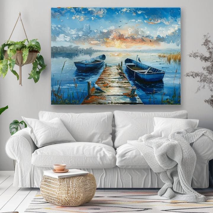 Пејзаж на платно Романтично зајдисонце | Акрилни детали