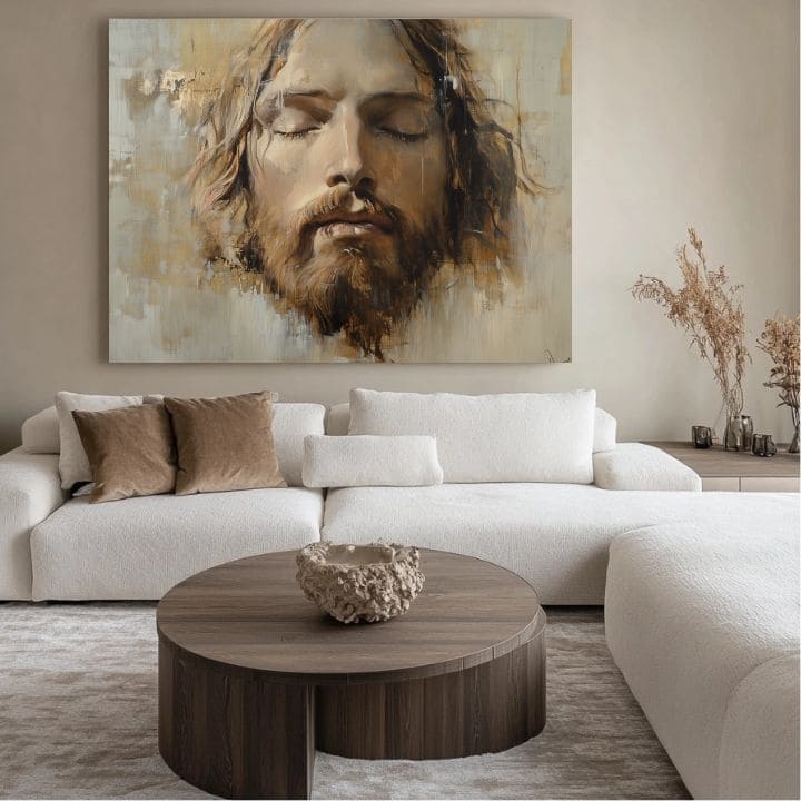 Исус Христос во молитва | Обоена со акрилик и златен лист