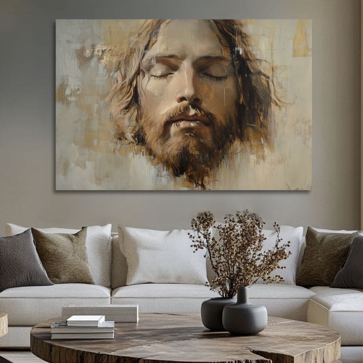 Исус Христос во молитва | Обоена со акрилик и златен лист