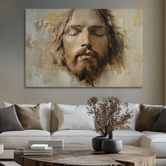 Исус Христос во молитва | Обоена со акрилик и златен лист