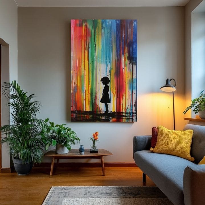 Слика RAINBOW SILHOUETTE на платно | Насликана структура