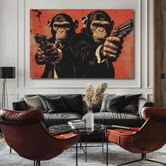 Модерна слика на платно во црно-бело нијанси, сила и моќ | Monkey Gang - Слика pre смел ентериер, ѕидна декорација – производ