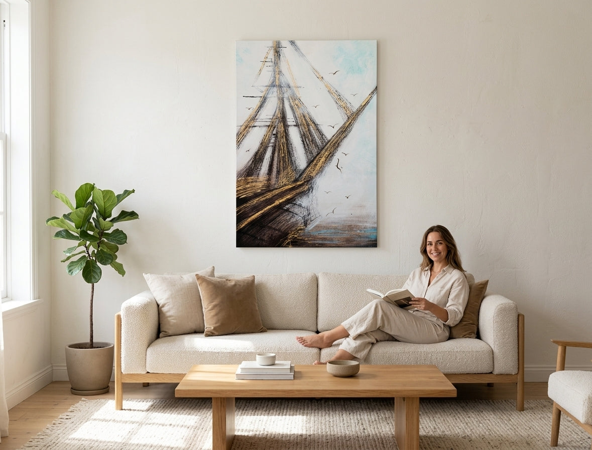 Рачно насликана ѕидна слика АПСТРАКТ 1 дел - 60x90 см