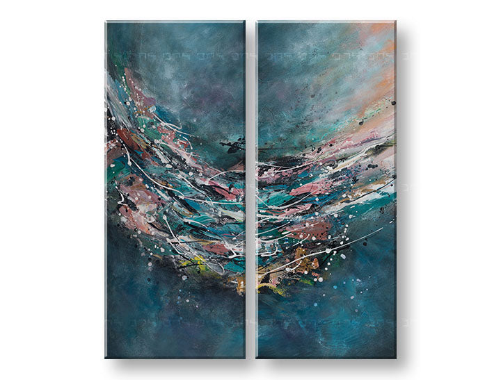 Рачно насликана ѕидна слика АПСТРАКТ 2-делна - 100x120 см