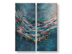 Рачно насликана ѕидна слика АПСТРАКТ 2-делна - 100x120 см