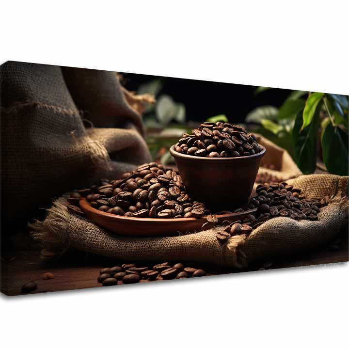 Модерна слика на платно со мотив Ranná Arabica, природа во беж-кафеаво нијанси, пријатна атмосфера, погоден за кујна | Кафе слики за кујна Ranná Arabica – главна