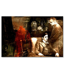 Модерна слика со мотив The Godfather во кафеаво-црвено нијанси | Најголем MAFIÁNI na платно - The Godfather – преглед