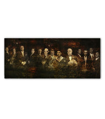Модерна слика на платно со мотив The Godfather, The Sopranos, Scarface, Goodfellas во кафеаво-црно нијанси, сила и моќ | Најголем MAFIÁNI na платно - The Godfather, The Sopranos, Scarface, Good...