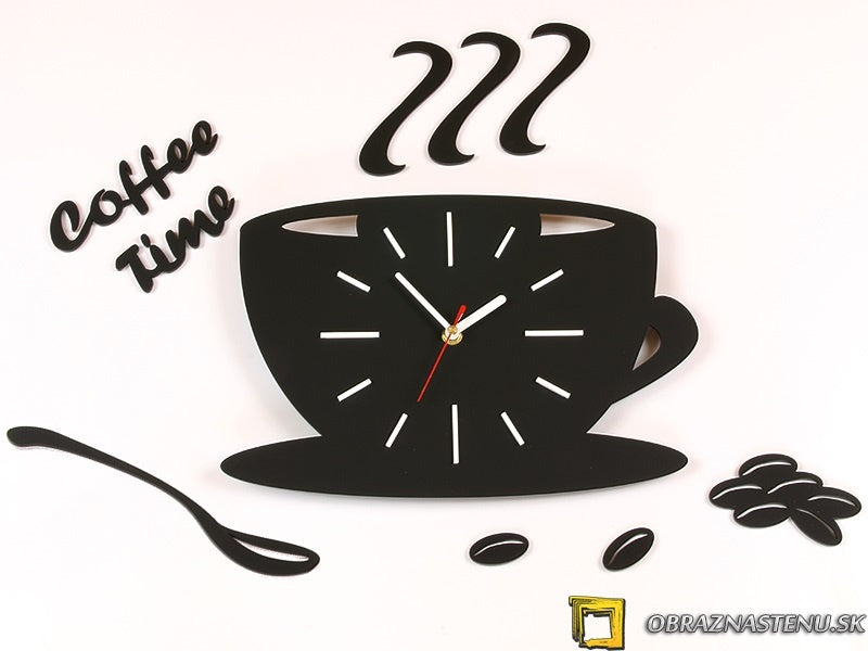 Индустриска слика со мотив White Satin Cup, шолја кафе, детски мотив во бело-златно нијанси | Модерен ѕиден часовник White Satin Cup, време – преглед