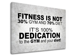 Модерна слика на платно со мотив Fitness is not, мотивациски цитат, природа во бело-сиво нијанси, погоден за работна соба | Мотивациска слика за ѕид Fitness is not – производ