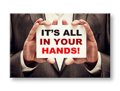 Арт деко слика на платно со мотив Its all in your hands, мотивациски цитат во бело-црвено нијанси, погоден за канцеларија | Мотивациска слика за ѕид Its all in your hands_001 – главна