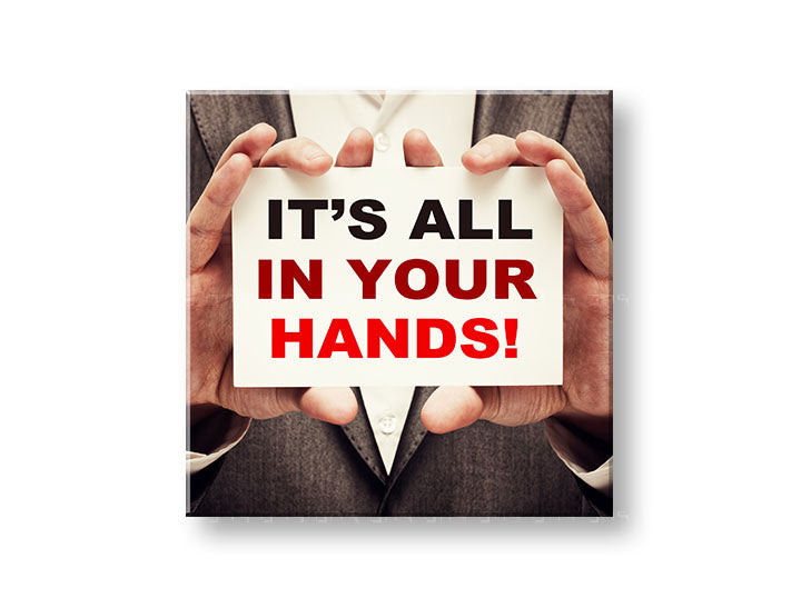 Арт деко слика на платно со мотив Its all in your hands, мотивациски цитат во црвено-црно нијанси | Мотивациска слика за ѕид Its all in your hands_002 – главна