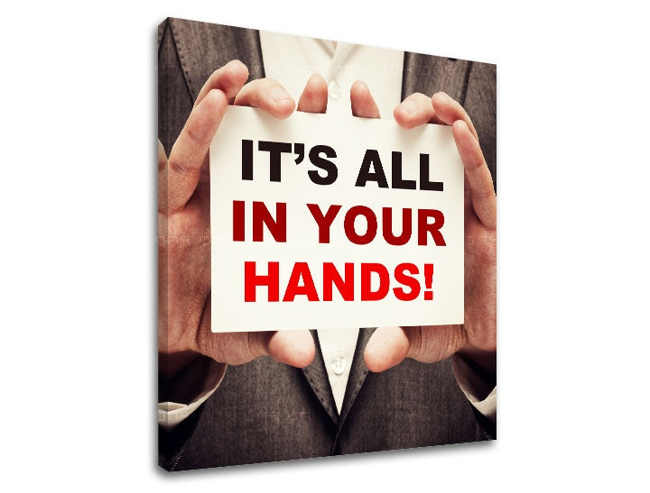 Арт деко слика со мотив Its all in your hands, мотивациски цитат во црвено-црно нијанси | Мотивациска слика за ѕид Its all in your hands_002 – преглед