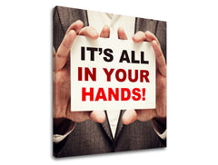 Арт деко слика на платно со мотив Its all in your hands, мотивациски цитат во црвено-црно нијанси | Мотивациска слика за ѕид Its all in your hands_002 – производ