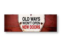 Винтиџ слика на платно со мотив Old ways, мотивациски цитат во бело-црвено нијанси, погоден за ходник | Мотивациска слика за ѕид Old ways_003 – главна