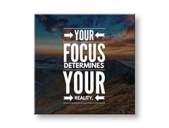 Поп арт слика на платно со мотив Your focus, планини, небо, облаци, залез на сонце во бело нијанси, инспиративна атмосфера, природа, погоден за канцеларија – главна