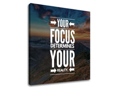 Поп арт слика на платно со мотив Your focus, планини, небо, облаци, залез на сонце во бело нијанси, инспиративна атмосфера, природа, погоден за канцеларија – производ