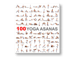 Модерна слика на платно со мотив 100 Yoga asanas, мотивациски цитат во бело-сиво нијанси, внатрешен мир | Мотивациска слика за ѕид 100 Yoga asanas – главна