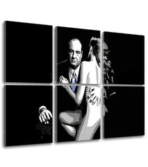 Поп арт слика на платно со мотив Sopranos - Tony Soprano s nahou ženou во бело-црно нијанси, драматична атмосфера, криминална драма и љубов – производ, поглед 2