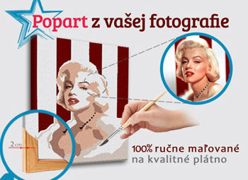 Модерна слика со мотив КВАДРАТ FOTO-POPS во бело-црвено нијанси | Насликан POP Art слика од фотографија - КВАДРАТ FOTO-POPS – преглед