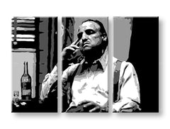Поп арт слика на платно со мотив Marlon Brando, цигара, шише, природа во бело-сиво нијанси, драматична атмосфера, филмски свет и сила и моќ – производ