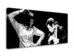 Поп арт слика на платно со мотив Pulp Fiction, маж во одело, природа во бело-црно нијанси, драматична атмосфера, погоден за канцеларија – производ, поглед 2