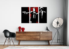 Поп арт слика на платно со мотив Pulp Fiction во бело-црвено нијанси, интензивна атмосфера, филмски свет, погоден за дневна соба | POP Art слика Pulp Fiction – главна