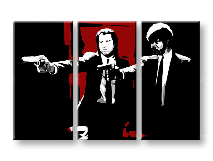 Поп арт слика на платно со мотив Pulp Fiction во бело-црвено нијанси, интензивна атмосфера, филмски свет, погоден за дневна соба | POP Art слика Pulp Fiction – производ