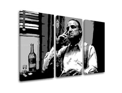Модерна слика на платно со мотив Marlon Brando, цигара, шише во црно-бело нијанси, самотија и размислување | POP Art слика Marlon Brando – главна