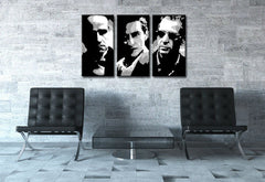 Рачно насликана слика на платно со мотив GODFATHER во црно-бело нијанси, драматична атмосфера, минимализам | Рачно насликана POP Art слика GODFATHER – главна [YOBPPGOD2-120X80-24H]