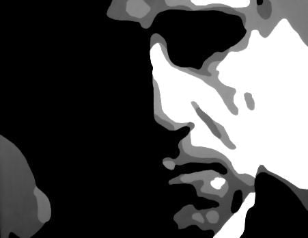 Рачно насликана слика на платно со мотив GODFATHER во црно-бело нијанси, драматична атмосфера, минимализам | Рачно насликана POP Art слика GODFATHER – производ, поглед 2 [YOBPPGOD2-120X80-24H]