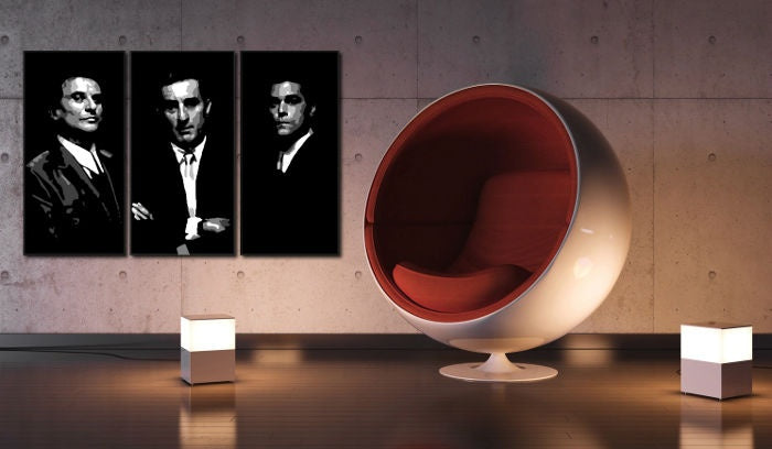 Рачно насликана слика со мотив Goodfellas во црно-бело нијанси | Рачно насликана POP Art слика Goodfellas, сила и моќ – преглед