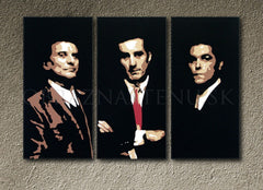 Рачно насликана слика на платно со мотив Goodfellas во црно-бело нијанси, сила и моќ и филмски свет | Рачно насликана POP Art слика Goodfellas – производ