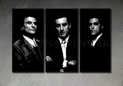 Рачно насликана слика на платно со мотив Goodfellas, маж во одело во црно-бело нијанси, драматична атмосфера, тајна | Рачно насликана POP Art слика Goodfellas – производ