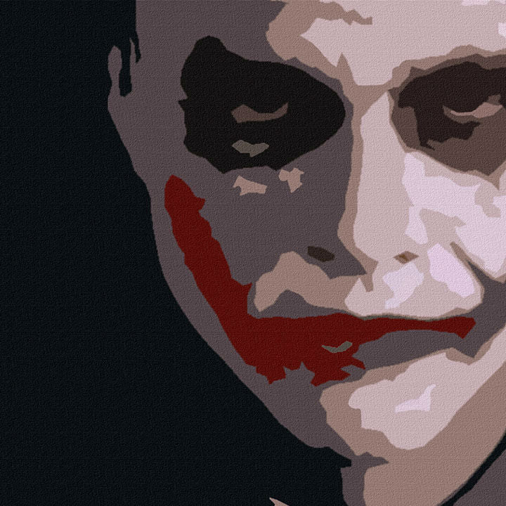 Рачно насликана слика на платно со мотив JOKER во црно нијанси, филмски свет | Рачно насликана POP Art слика JOKER – производ, поглед 2
