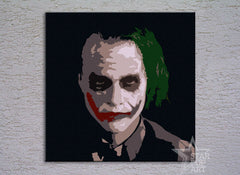 Рачно насликана слика на платно со мотив JOKER во црно нијанси, филмски свет | Рачно насликана POP Art слика JOKER – производ